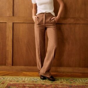 NWT Sezane Martin Trousers Ecru Brown Stripes - Size 6